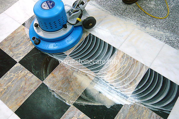 The process of polishing natural stone floor